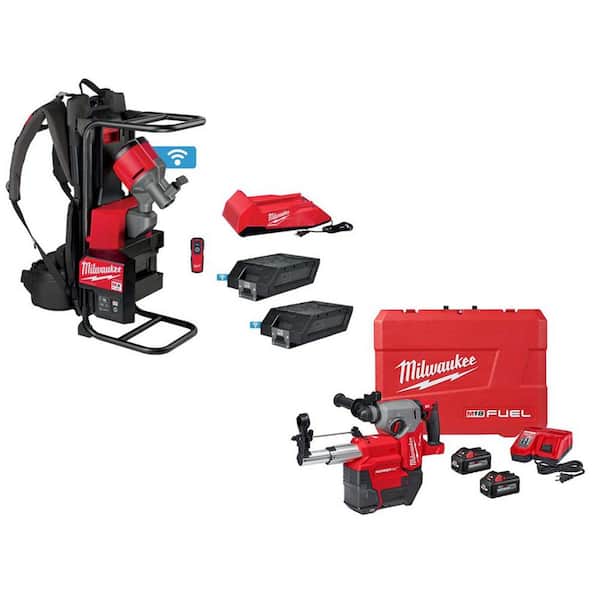 Milwaukee MX FUEL Lithium-Ion Cordless Briefcase Concrete Vibrator Kit W/M18 FUEL 1 in. SDS-Plus Rotary Hammer/Dust Extractor Kit