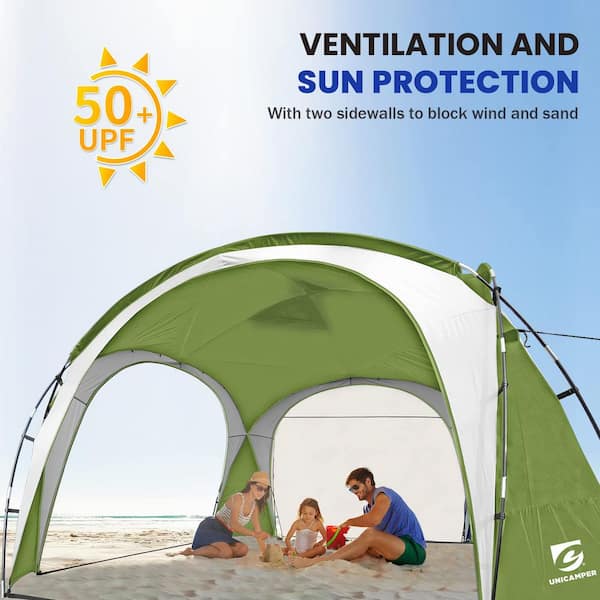 Zeus Ruta Green Large Sun Shelter for 9 12 People UPF50 Portable Beach Sunshade Tent W Carry Bag HG 123 The Home Depot