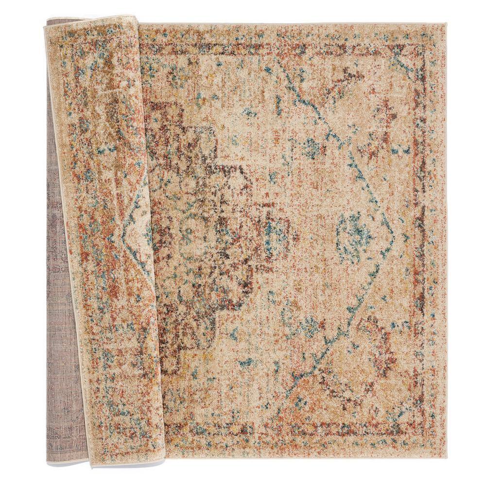 Bone and Ivory Synthetic Rectangular Tufted Area Rug, 2' x 3'