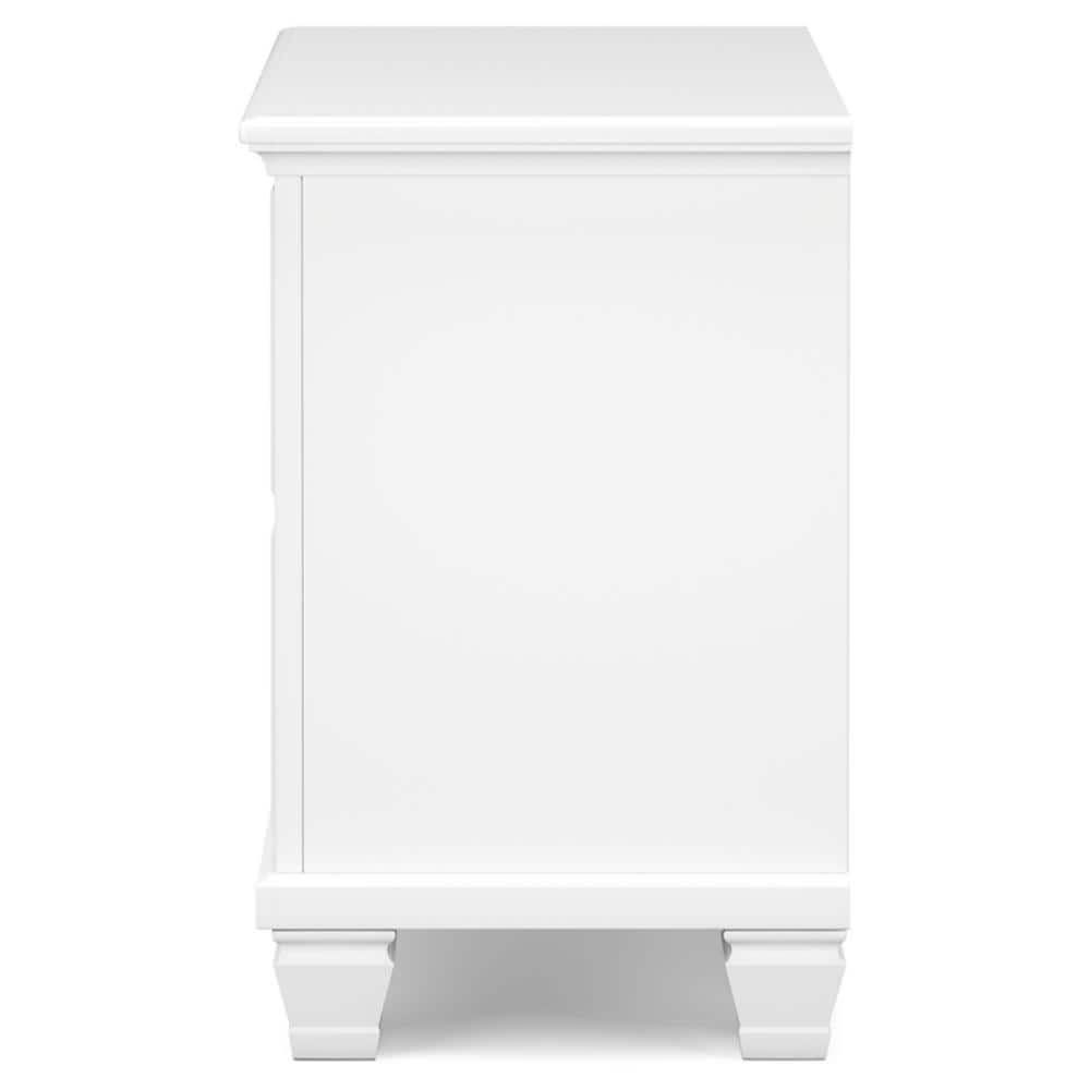White Transitional 2-Drawer Nightstand with Metal Knobs