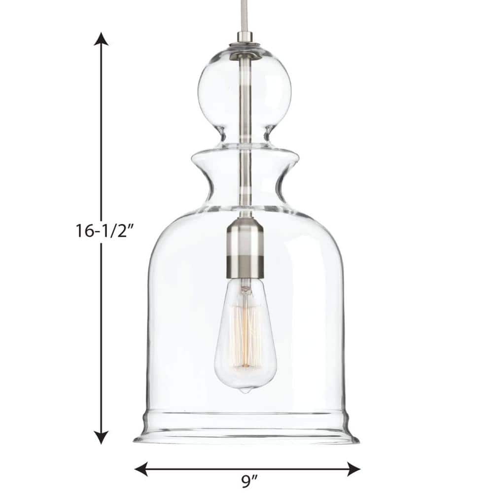 Staunton 20" Brushed Nickel & Clear Glass Drum Pendant Light