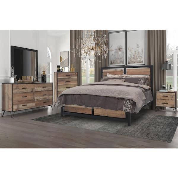New Classic Furniture Elk River 5-Piece Rustic King Wood Bedroom Set (Bed, Dresser, Mirror, Nightstand, Chest)