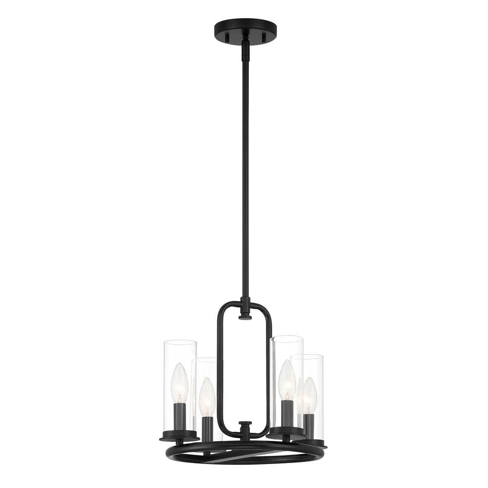 Hudson Heights 14" Matte Black Coastal Modern Pendant Light