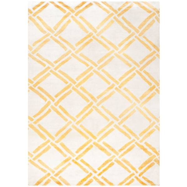 Moroccan 6 ft. x 9 ft. Ivory/Gold Trellis Area Rug