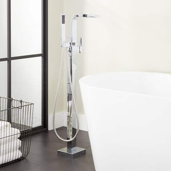Hibiscus Single-Handle Floor Mounted Roman Tub Faucet in. Chrome