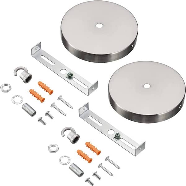 Unbranded 4-3/4 Dia with Hook and 7/16 in. Center Hole Satin Nickel Finish Chandelier Fixture Canopy Kit (2-Pack)