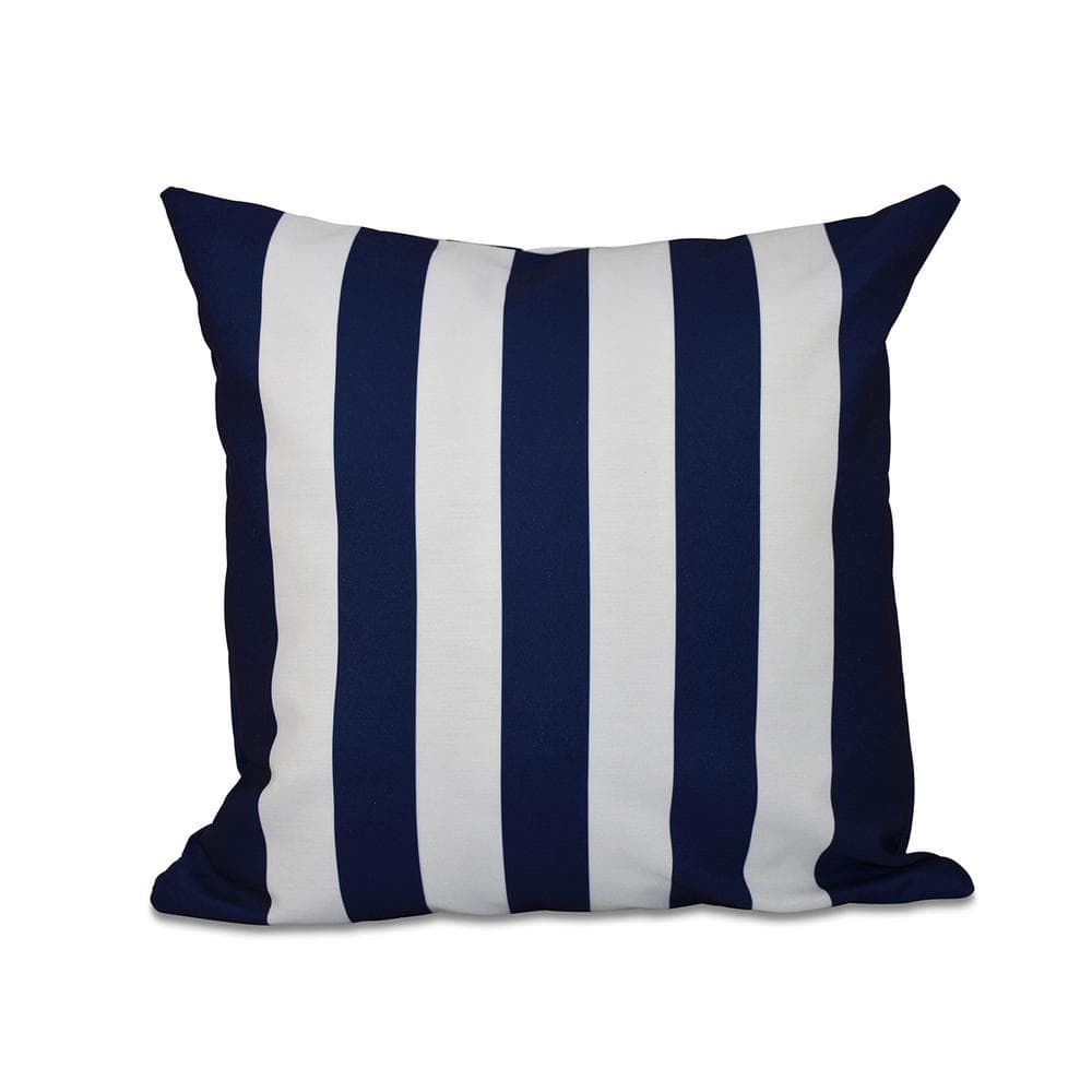 Classic Navy Blue Striped 16 in. x 16 in. Throw Pillow