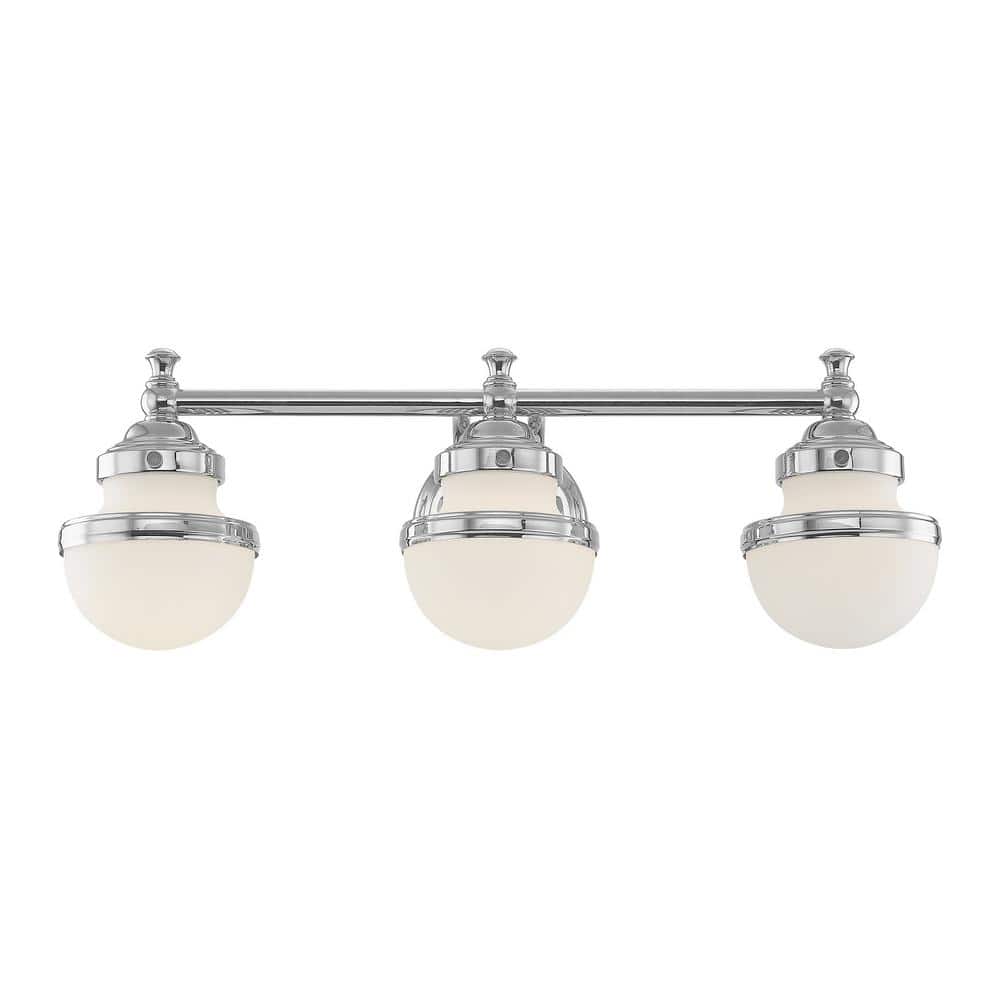 Oldwick Polished Chrome 3-Light Vanity with Satin Opal White Glass