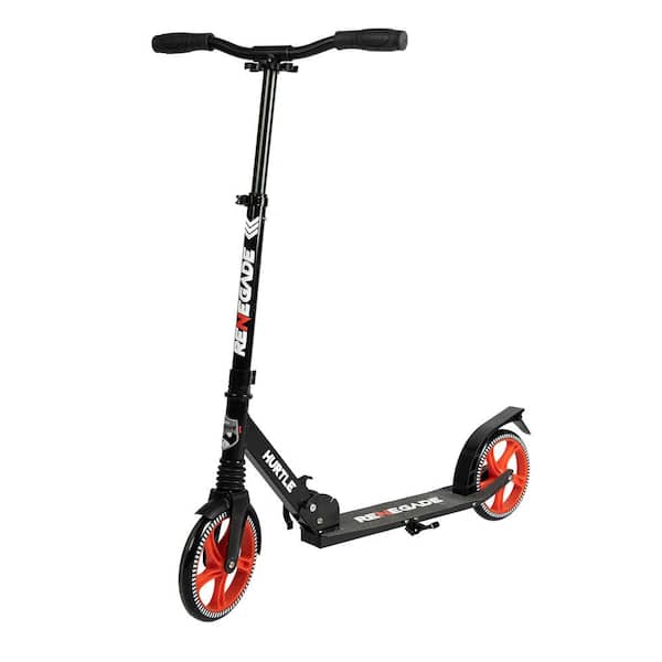 HURTLE Lightweight and Foldable Kick Scooter Adjustable for Teens and Adult, Alloy Deck with High Impact Wheels in Black