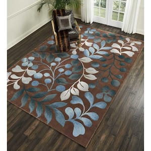 Contour Mocha 9 ft. x 12 ft. Botanical Contemporary Area Rug