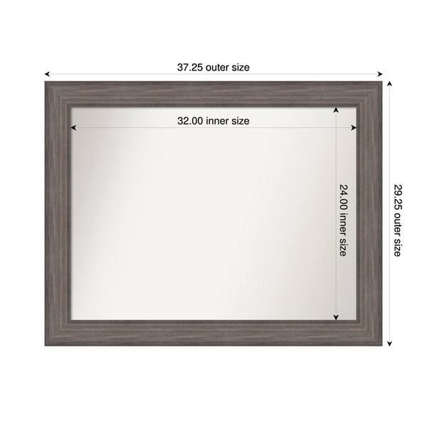 Amanti Art Country Barnwood 37.25 in. x 29.25 in. Custom Non-Beveled Wood Framed Bathroom Vanity Wall Mirror