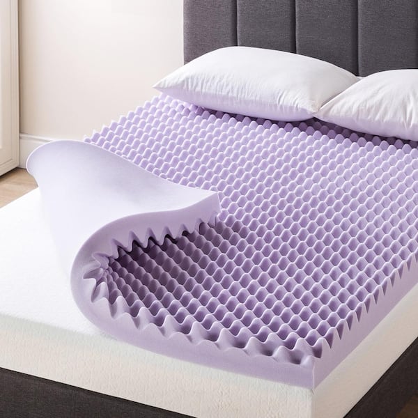 Mellow 4 in. King Egg Crate Memory Foam Mattress Topper with Lavender Infusion