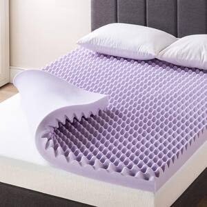 4 in. Twin XL Egg Crate Memory Foam Mattress Topper with Lavender Infusion