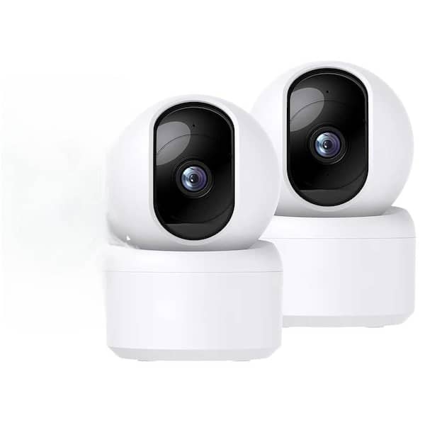 2K 360° Indoor Security Camera with Night Vision, 2.4G WiFi, Alexa and Google Assistant, 2-Pack