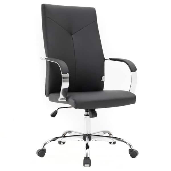 Leisuremod Sonora Black Modern High Back Adjustable Height Leather Conference Office Chair with Tilt and 360° Swivel
