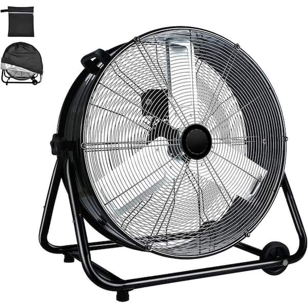 Unbranded 24 in. Industrial Drum Fan, 3-Speed ​​8100 CFM High Velocity Air Mover for Warehouse, Workshop, Factory – Black