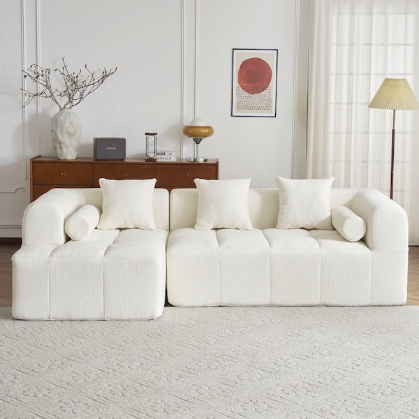 Luxury Collection 101.2 in. Rolled Arm 2-Piece L-Shaped Modular Chenille Full-Compressed Sectional Sofa in. Beige