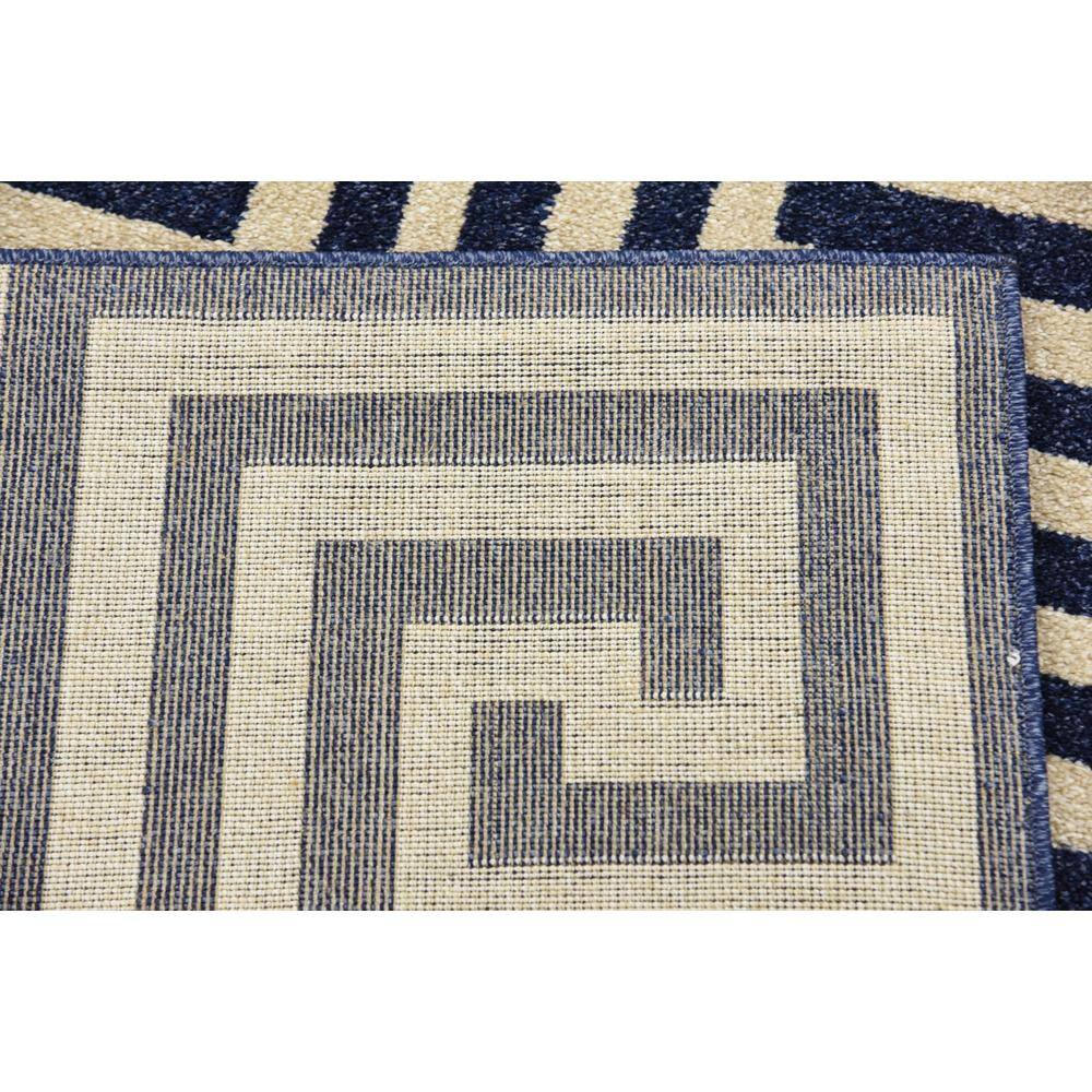 Navy Blue Geometric Stain-Resistant Synthetic Runner Rug