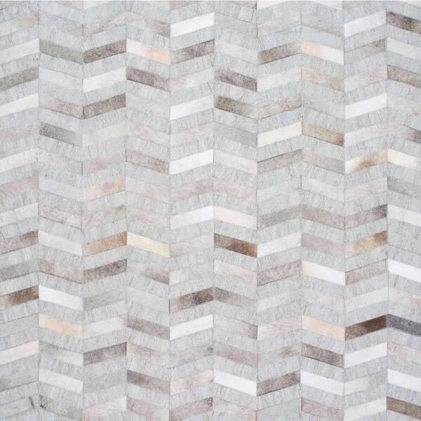 nuLOOM Mitch Cowhide Herringbone Silver 6 ft. Square Rug TXAL01AS606 The Home Depot