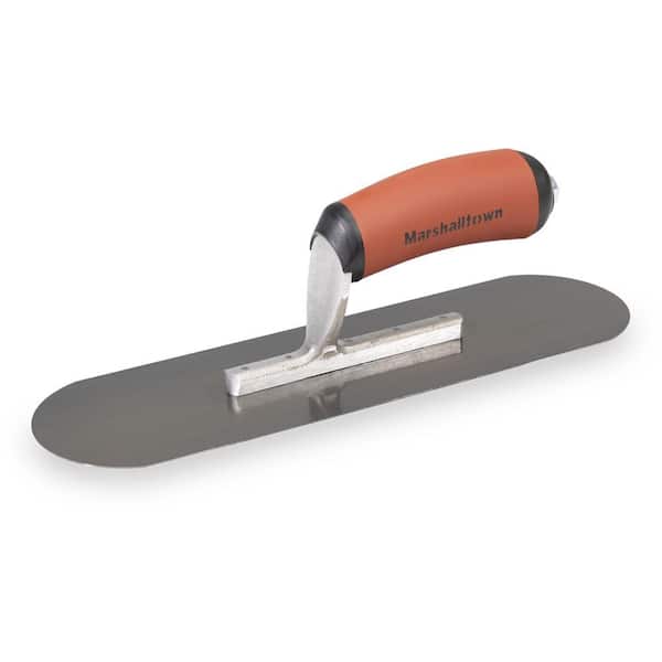 MARSHALLTOWN 12 in. x 3-1/2 in. Blue Steel Pool Trowel - DuraSoft Handle
