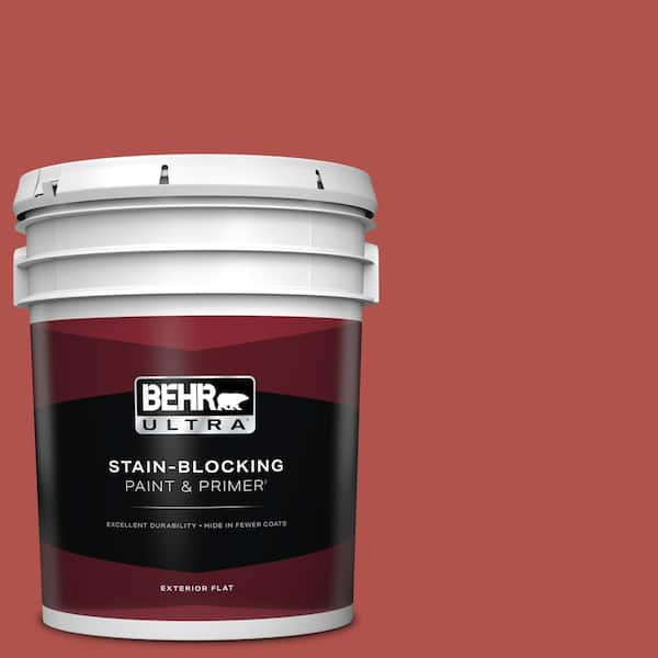 BEHR ULTRA 5 gal. #BIC-48 Fortune Red Flat Exterior Paint & Primer