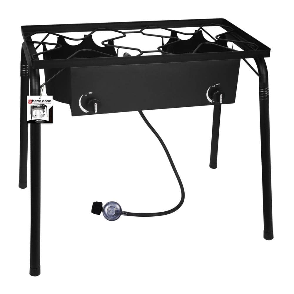 Heavy-Duty Black Cast Iron Double Gas Burner