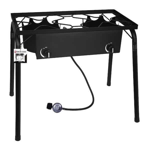 Bene Casa Double Cast Iron Burner Stove, Outdoor Propane Cooker