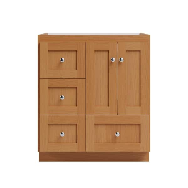 Simplicity by Strasser Shaker 30 in. W x 21 in. D x 34.5 in. H Bath Vanity Cabinet without Top in Natural Alder
