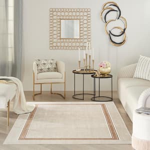 Glam Ivory Cream 4 ft. x 6 ft. Geometric Contemporary Area Rug