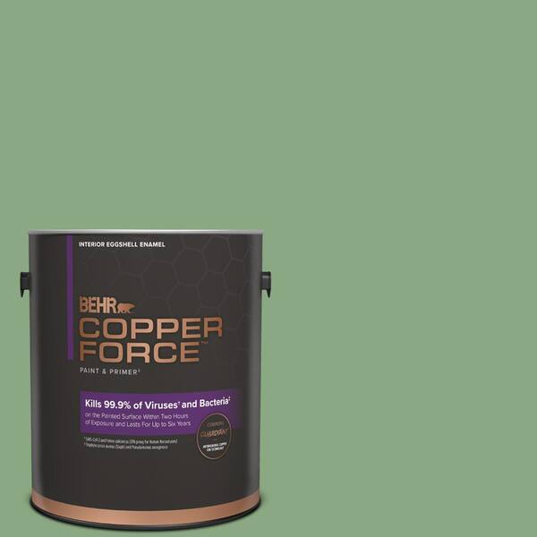 COPPER FORCE 1 gal. #M400-5 Baby Spinach Eggshell Enamel Virucidal and Antibacterial Interior Paint & Primer