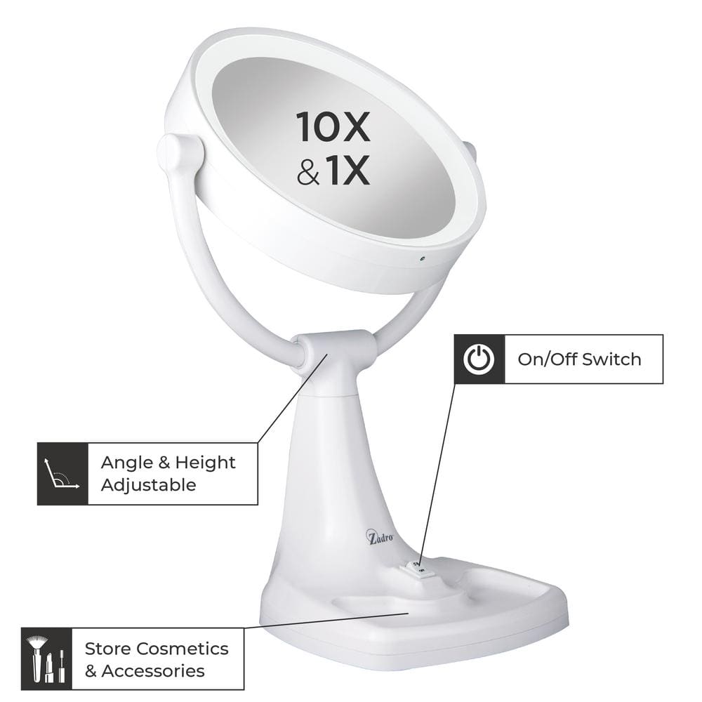 White Dual Magnification Lighted Vanity Mirror