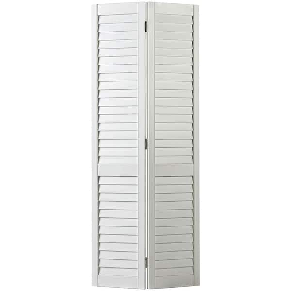Masonite 30 in. x 80 in. Plantation Full-Louvered Painted White Solid-Core Pine Bi-Fold Interior Door