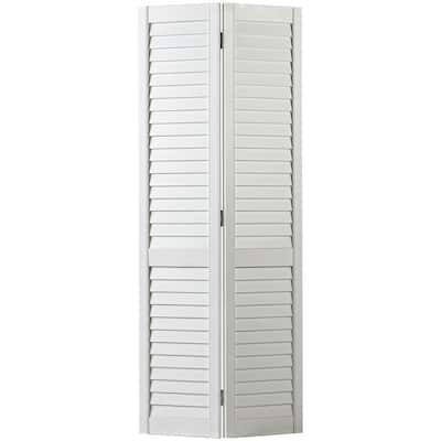 30 in. x 80 in. Plantation Full-louvered Painted White Solid-Core Pine Bi-Fold Interior Door