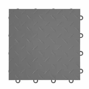 FlooringInc Gray Diamond 12 in. W x 12 in. L x 3/8 in. T Polypropylene Garage Flooring Tiles (16 Tiles/16 sq.ft.)