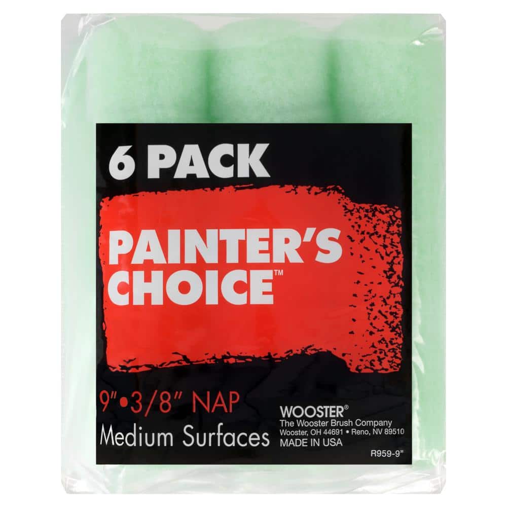 Wooster Painter's Choice 9 in. x 3/8 in. Fabric Medium-Density Roller Cover (6-Pack)