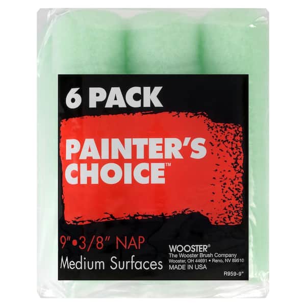 Wooster Painter's Choice 9 in. x 3/8 in. Fabric Medium-Density Roller Cover (6-Pack)