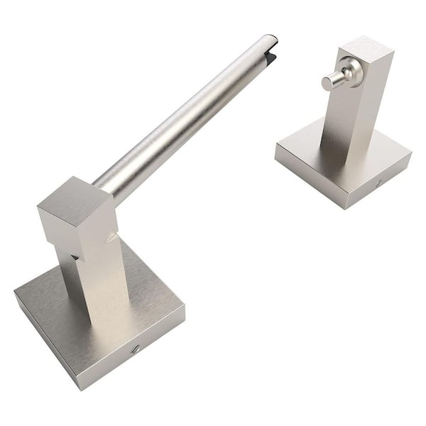 Wall-Mount Double Post Toilet Paper Holder Pivoting Square Tissue Holders Roll Holder Hangers Stand In Brushed Nickel