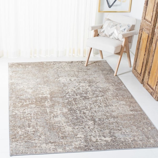 Madison Grey/Beige Doormat 3 ft. x 5 ft. Geometric Medallion Area Rug