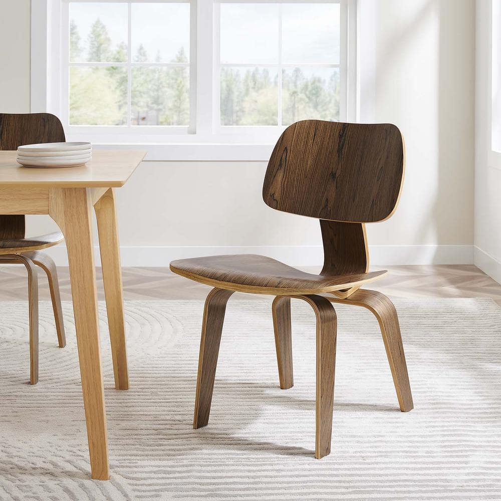 Low Profile Walnut Wood Side Chair with Natural Design