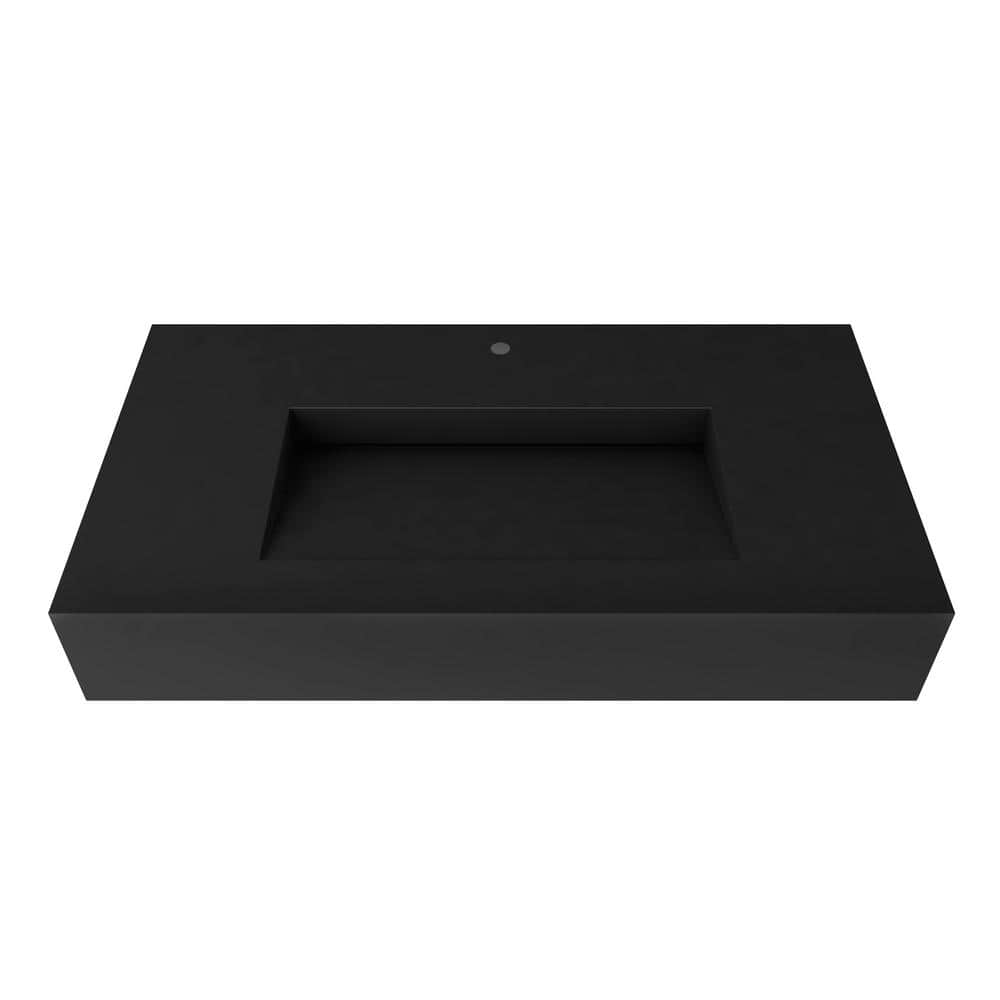 castellousa Pyramid 35.43 in. Wall Mount Solid Surface SingleBasin