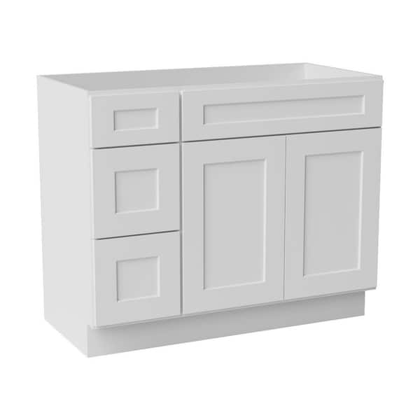 42 in. W x 21 in. D x 34.5 in. H Ready to Assemble Solid Wood Shaker Bath Vanity Combo Cabinet in White