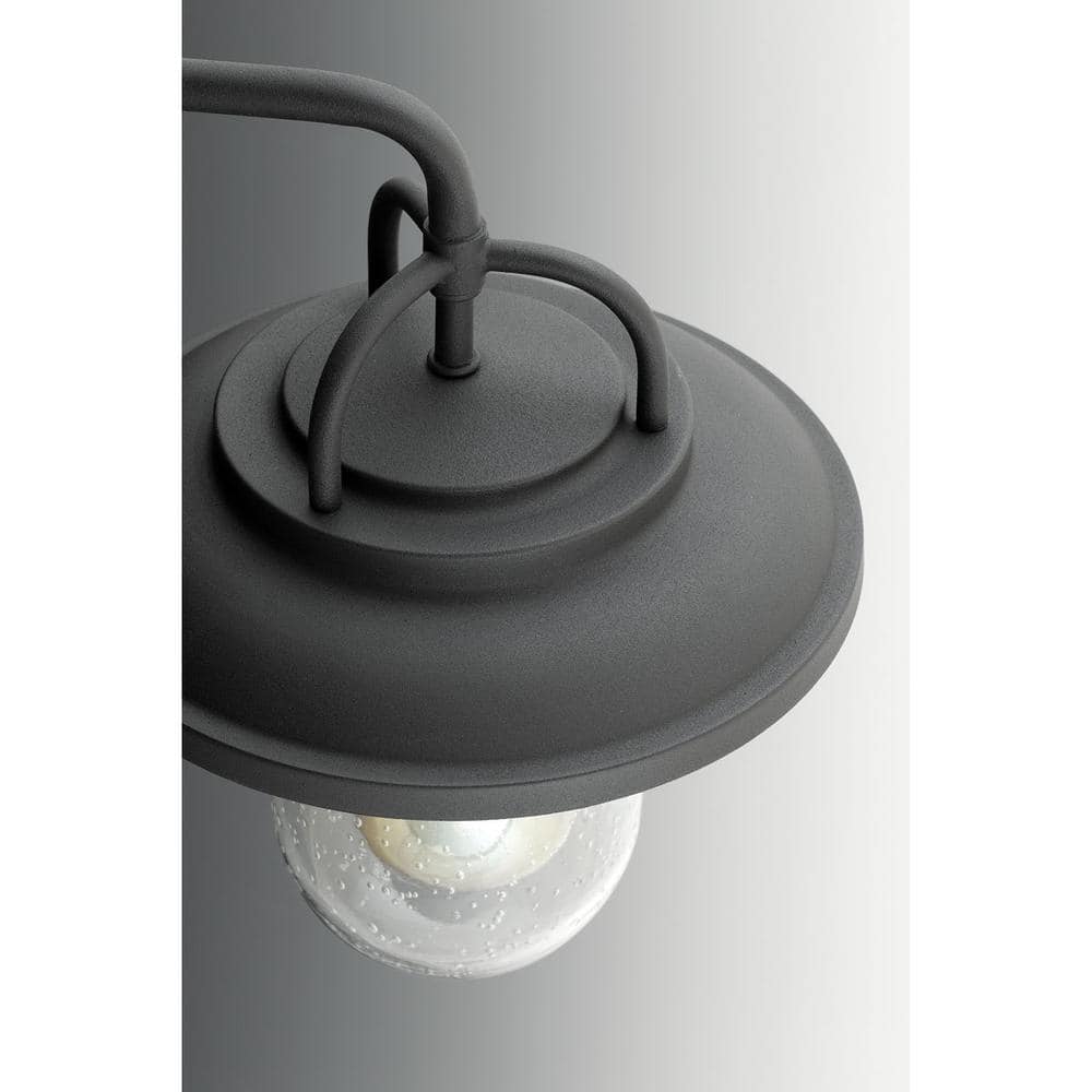 Beaufort Black Steel Hanging Lantern with Seeded Glass Shade
