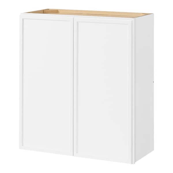 Hampton Bay Leyton 27 in. W x 12 in. D x 30 in. H Ready to Assemble Plywood Slim Shaker Wall Kitchen Cabinet in Alpine White