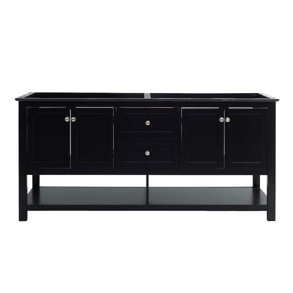 Manchester 72 in. Double Bath Vanity Cabinet without Top in Black - Shaker-Style