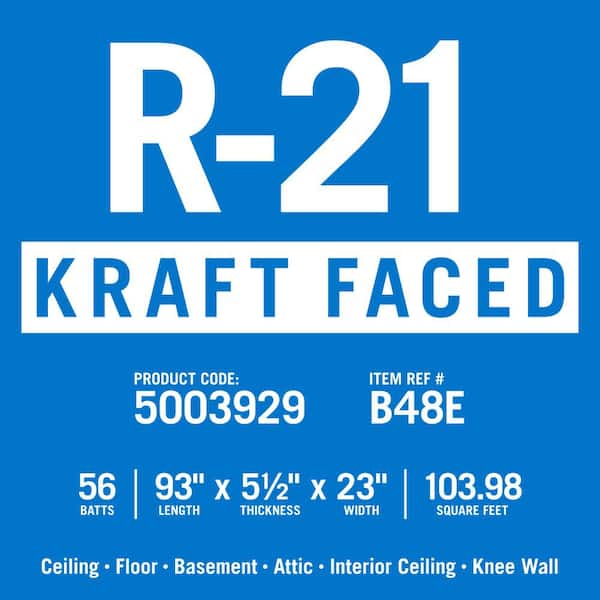 R-21 EcoBatt® Unfaced Fiberglass Insulation Batt 5-1/2 x 23