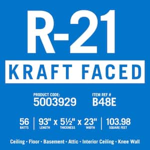 R-21 EcoBatt Kraft Faced Fiberglass Insulation Batt High Density 5-1/2 in. x 23 in. x 93 in. (8-Bags)