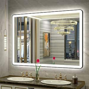 40 in. W x 32 in. H Rectangular Framed Front and Back LED Lighted Anti-Fog Wall Bathroom Vanity Mirror in Tempered Glass