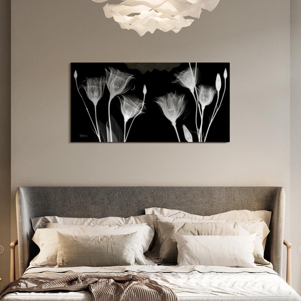 Gentian X-Ray Black and White Tempered Glass Wall Art, 24" x 48"
