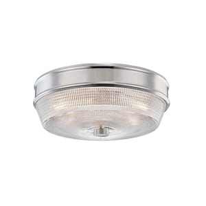 Lacey 10.25 in. 2-Light Polished Nickel Flush Mount