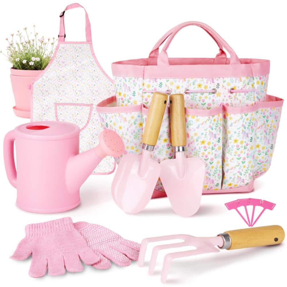 7-Piece Kids Gardening Tool Set with Tote Bag, Apron, Gloves